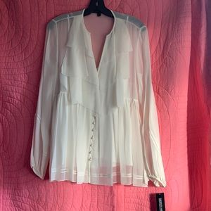 Lafayette 148 Cream Blouse w/ liner underneath